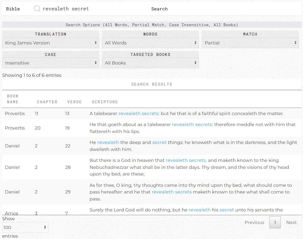 Get Bible Search screen
